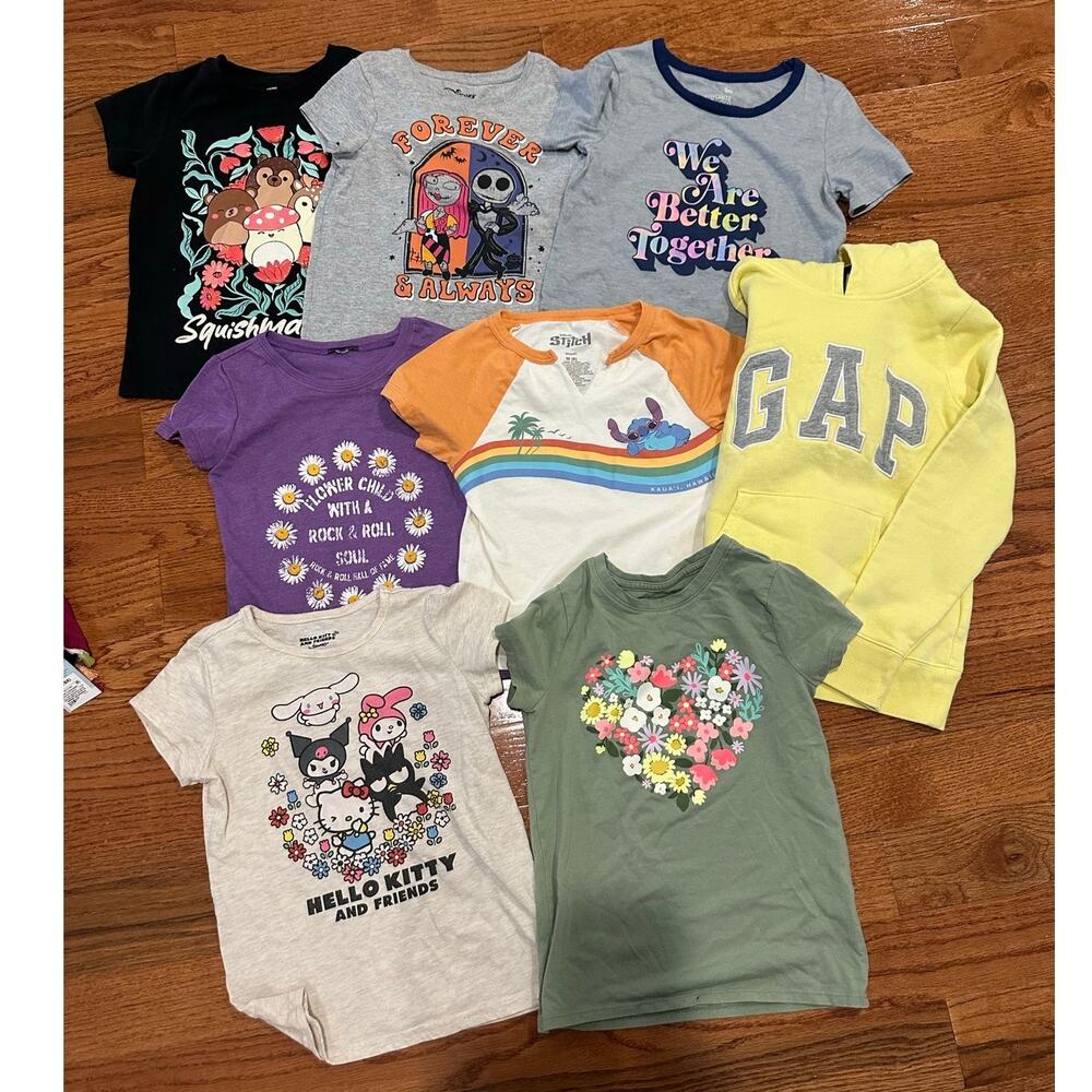 Girls 6-7 Lot of 7 shirts short sleeve plus one hoodie